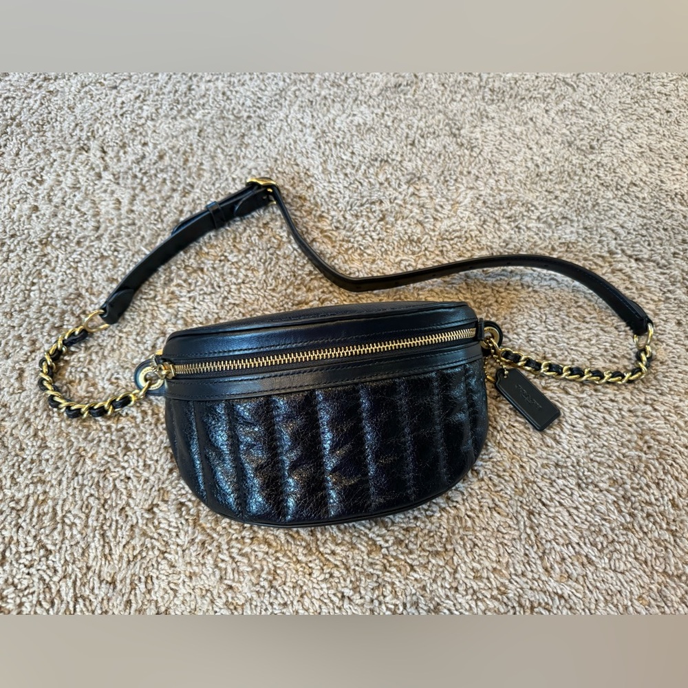 Coach black leather crossbody, belt bag. Like new condition.